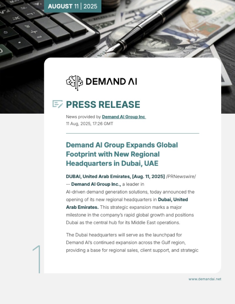 Demand AI Opens Regional Headquarters in Dubai, UAE
