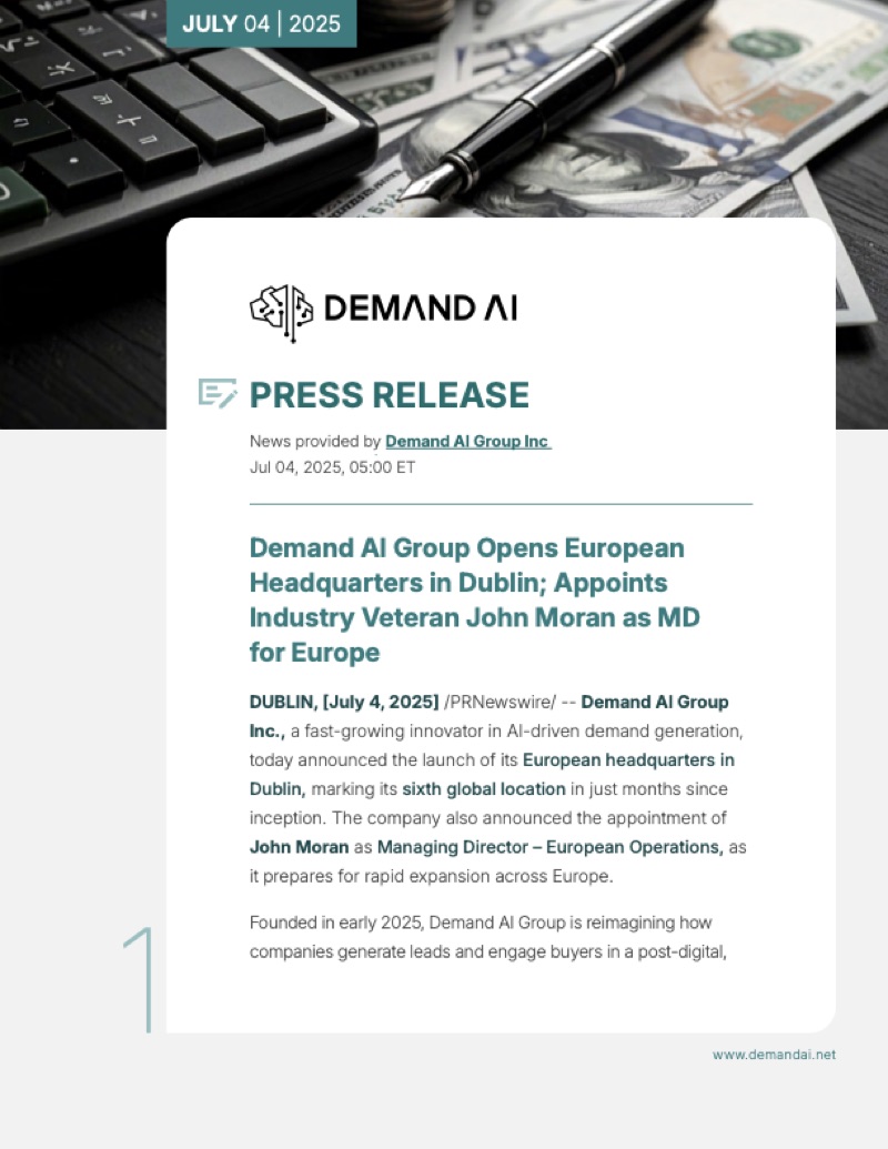 Demand AI Opens European Headquarters in Dublin